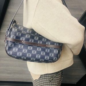 Authentic Loewe Monogram Navy PVC Canvas Stylish